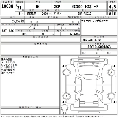 Lexus RC  с аукциона в Японии