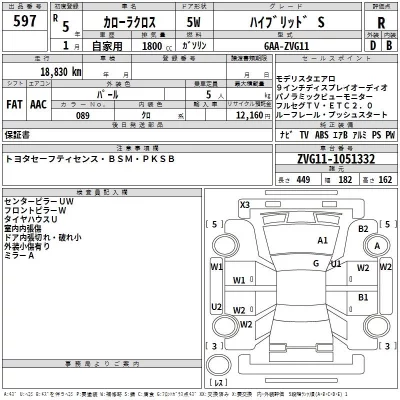 Toyota COROLLA CROSS  с аукциона в Японии