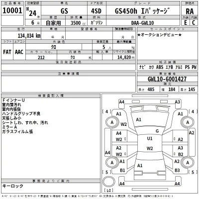 Lexus GS  с аукциона в Японии