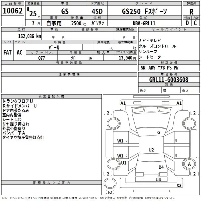 Lexus GS  с аукциона в Японии