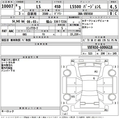 Lexus LS  с аукциона в Японии