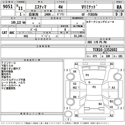 Toyota ESTIMA  с аукциона в Японии