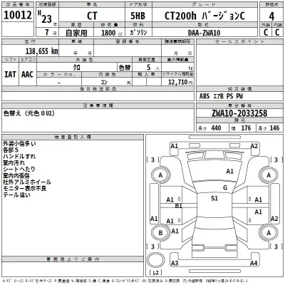 Lexus CT  с аукциона в Японии