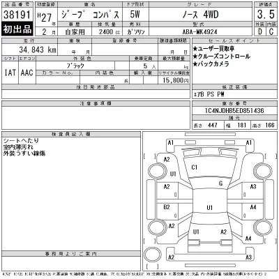 Chrysler JEEP COMPASS  с аукциона в Японии
