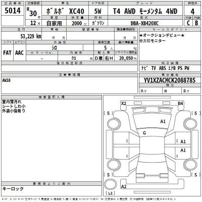Volvo XC40  с аукциона в Японии