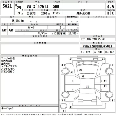 Volkswagen GOLF  с аукциона в Японии