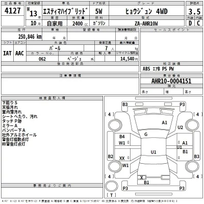 Toyota ESTIMA HYBRID  с аукциона в Японии