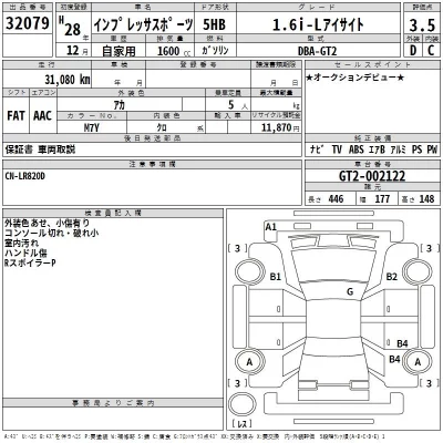 Subaru IMPREZA  с аукциона в Японии