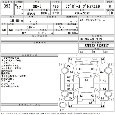 Toyota COROLLA  с аукциона в Японии