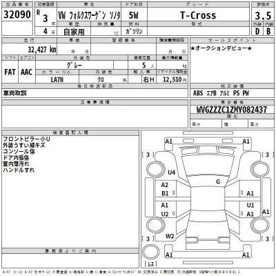 Volkswagen T-CROSS  с аукциона в Японии