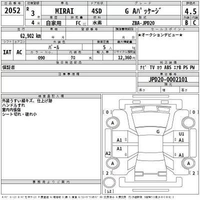 Toyota MIRAI  с аукциона в Японии