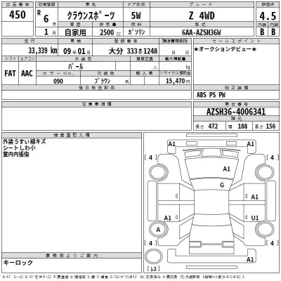 Toyota CROWN SPORT  с аукциона в Японии