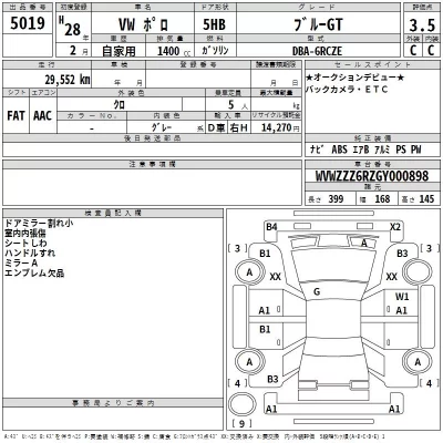 Volkswagen POLO  с аукциона в Японии