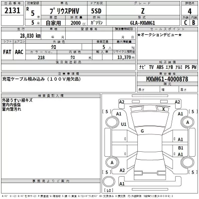 Toyota PRIUS PHV  с аукциона в Японии