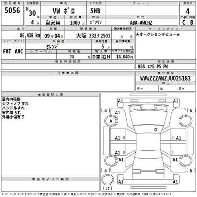 Volkswagen POLO  с аукциона в Японии