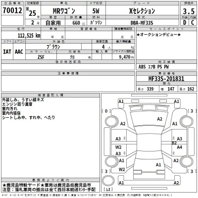 Suzuki MRWAGON  с аукциона в Японии