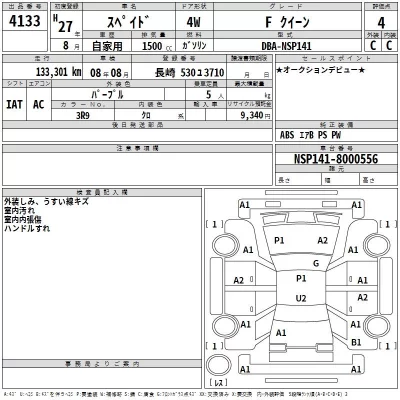 Toyota SPADE  с аукциона в Японии