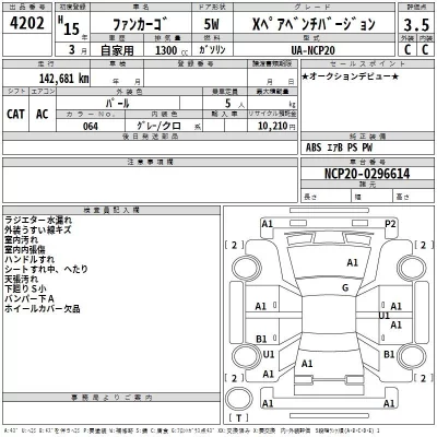 Toyota FUNCARGO  с аукциона в Японии