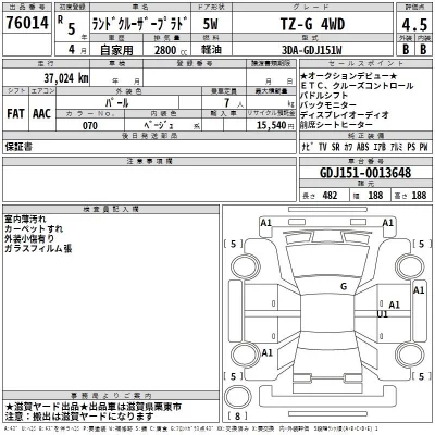 Toyota LAND CRUISER PRADO  с аукциона в Японии