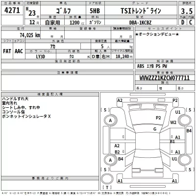 Volkswagen GOLF  с аукциона в Японии