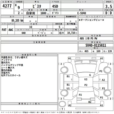 Toyota VISTA  с аукциона в Японии