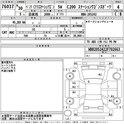 Mercedes-Benz C CLASS WAGON  с аукциона в Японии