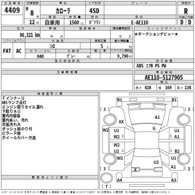 Toyota COROLLA  с аукциона в Японии