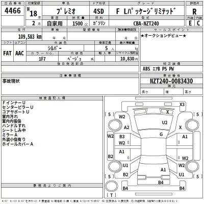 Toyota PREMIO  с аукциона в Японии