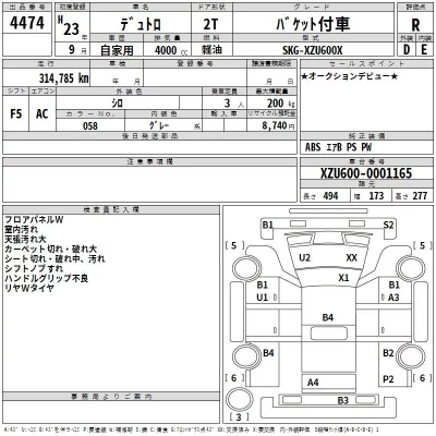 Hino DUTRO  с аукциона в Японии
