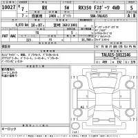 Lexus RX лот № 10027 оценка 5  с аукциона в Японии 2