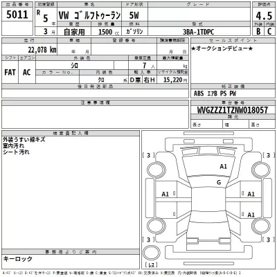 Volkswagen GOLF TOURAN  с аукциона в Японии