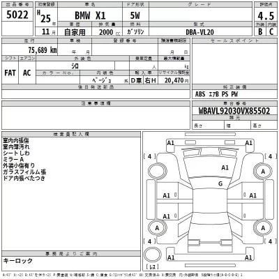 BMW X1  с аукциона в Японии