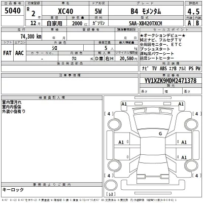 Volvo XC40  с аукциона в Японии