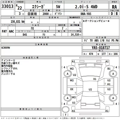 Subaru EXIGA  с аукциона в Японии