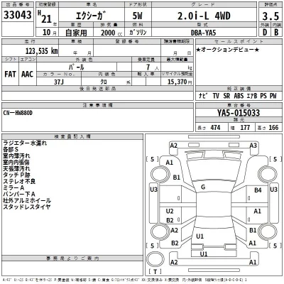 Subaru EXIGA  с аукциона в Японии