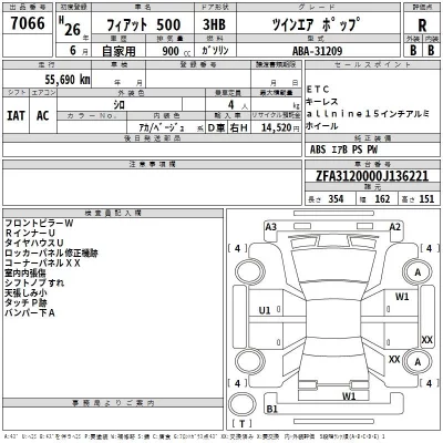 Fiat 500  с аукциона в Японии