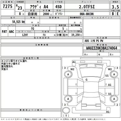 Audi A4  с аукциона в Японии