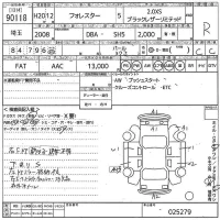 Subaru FORESTER лот № 90118 оценка R  с аукциона в Японии 10
