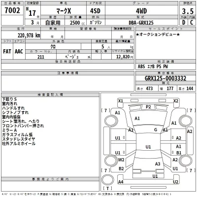 Toyota MARK X  с аукциона в Японии