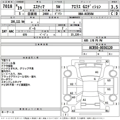 Toyota ESTIMA  с аукциона в Японии