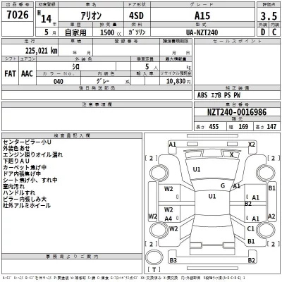 Toyota ALLION  с аукциона в Японии