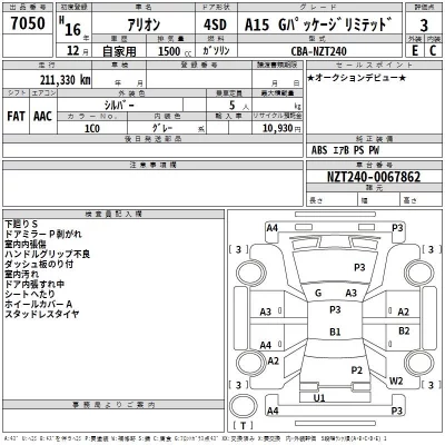 Toyota ALLION  с аукциона в Японии