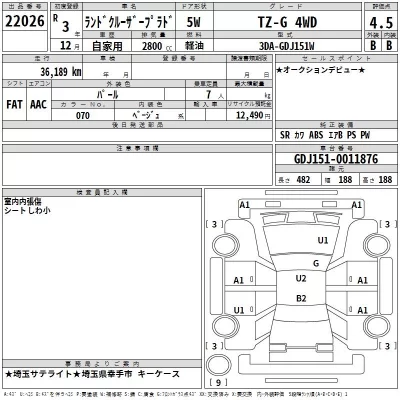 Toyota LAND CRUISER PRADO  с аукциона в Японии