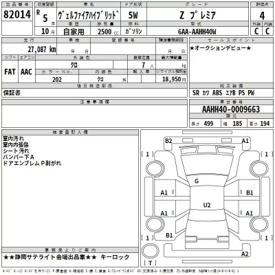 Toyota VELLFIRE  с аукциона в Японии