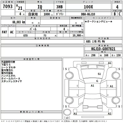Toyota IQ  с аукциона в Японии