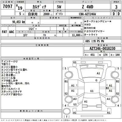 Toyota CALDINA  с аукциона в Японии