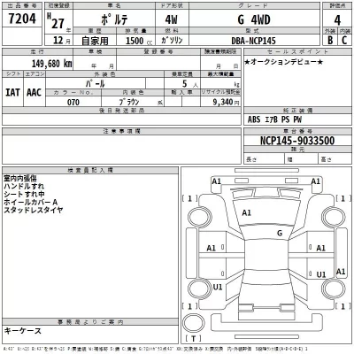 Toyota PORTE  с аукциона в Японии