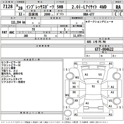 Subaru IMPREZA  с аукциона в Японии