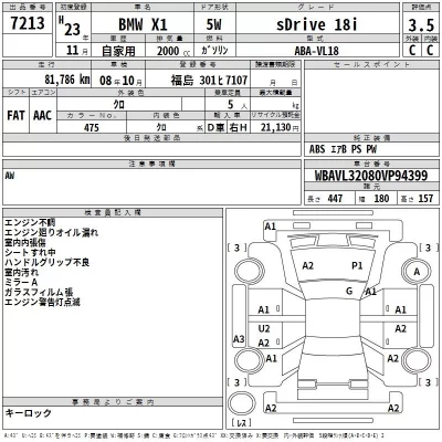 BMW X1  с аукциона в Японии