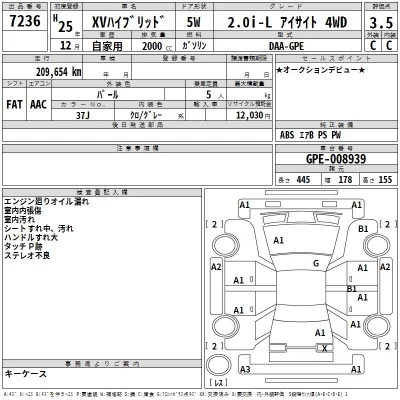 Subaru XV  с аукциона в Японии